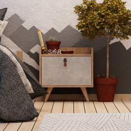 Hanah Home Paju Mesilla de noche Roble y Blanco